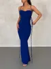 Fashion Dress for Women Summer 2023 New Backless Lace Up Halter Strapless Bodycon Dresses High Waisted Maxi Dress