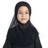Vlakte Kleine Meisje Kant Amira Hijab Underscarf Fit 2-6 Jaar Oude Kinderen Al-Amira Pull Op Islamitische sjaal Headwrap Hoofdbanden Tulband