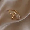 Bandringar 2022 Ny klassisk Zircon Circle Open Ring for Woman Exquisite Rhinestone Justerbara fingerringar Girls Wedding Party Jewelry Gift J230531