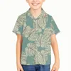 Camicie casual da uomo Modello di foglie di piantaggine tropicale Bambini Kid Boy Camicia hawaiana Risvolto Moda Maniche corte Sciolto Top traspirante Estate