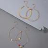 Charm Bracelets Bohemian Colorful Drop Oil Love Heart 4Pcs/set Lovely Hollw Geometry Alloy Adjustable Chain Jewelry Accessories