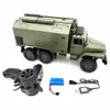 Ural 1/16 2.4G 6WD RC Car Rock Crawler Communication Voertuig Militaire Truck RTR Toy Auto Army Cars