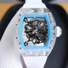 Montre à mouvement SUPERCLONE Business RM055 pour homme, montre de loisirs, vin, baril entièrement automatique, boîtier en cristal, bracelet à colle blanche, suisse