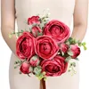 Dekorativer Blumen-Brautstrauß, hübsch, verblasst nicht, 10 Köpfe, Wohnzimmer-Zubehör, künstliche Blumenrose