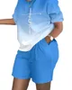 Damen-Trainingsanzüge, Sommer-Outfits für Frauen, 2023, lässig, lockerer Druck, T-Shirt, Shorts, zweiteiliges Set, Büro-Sets mit kurzen Ärmeln und Taschen