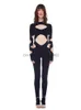 Tute da donna Rompers Sexy Hollow Out Black Bornless Supuit per Women Fashion Autumn One Piece Outfit Silm Fit Ox Streetwear Aesthetic Case T230531