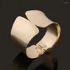 Bangle Women Fashion Punk Alloy Wide Spring Costume Gold Color Bracelets & Bangles Metal Statement Jewelry