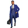 Épais 2 Pièces Mariage Tuxedos Hommes Costumes Laine Revers Cranté Simple Poitrine Personnaliser Marié Long Manteau Gilet Pantalon Mode Formelle Prom Party Sur Mesure