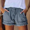 Dames shorts Summer Dames Pocket Pants Tassel Bandages Bottom Shorts Broken Style Denim Jeans Pantalones de Mujer P230530