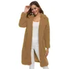 Miscele Autunno Inverno Solido Pile Berbero Cardigan di media lunghezza Donna Colletto rovesciato Giacca morbida Cappotto Donna Casual Capispalla caldi Top