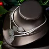 Halsband örhängen set hibride blad design brud smycken klar vit kubik zirkoniummode nigerianska smycken tillbehör set för