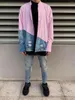 Chemises décontractées pour hommes chemise en jean Patchwork rose hommes Streetwear effiloché en détresse manteau ample mode Hip Hop