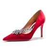 Chaussures habillées Rouge Mariage Femmes Talons Hauts Talon Mince Sexy Pointu Élégant Cristal Stiletto