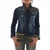 Chaquetas de mujer de comercio exterior Original solo español mujer Denimshort abrigo ahuecado industria pesada bordado lentejuelas solapa