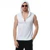 Regatas Masculinas Moda Verão Moda Masculina Com Capuz Leve Casual Sem Mangas Regatas de Algodão T-shirt Fina Esportes de Secagem Rápida Colete de Ginástica Musculação 230531