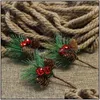 Christmas Decorations Artificial Plastic Berries Pine Leaf Natural Cone Ball Xmas Tree Gift Box Wreaths Craft Decoration Dro Dhxot