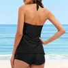 Kadın Mayo Mayo Kadın İnce Cross Sport Sütyen Vintage Baskılı Plaj Yüzme Tankini Set Bandeau Bandauge Bikini Push-Up Mayo Takım