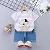 Kläder sätter sommar baby pojke flicka 2-stycken kläder t-shirt och shorts set outfits barn för barn bär nyfödd sportdräkt