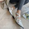 Zapatos de vestir de primavera 2023 para mujer, zapatos de tacón de piel dividida para punta estrecha, tacón bajo grueso, hebilla de cinturón de moda Mary Janes