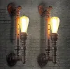 Best Price 2pcs Industrial Rustic Steampunk METAL PIPE Edison Bulb Vintage Wall Lamps Balcony with E27 bulb Rust wall sconce LLFA5116F