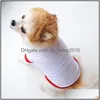 Dog Apparel Sublimation Blanks Clothes White Blank Puppy Shirts Solid Color Small Dogs T Shirt Cotton Pet Outwear Supplies Drop Deli Dhrau