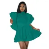 Robes Décontractées Europe Et Amérique Anniversaire Otfits Pour Les Femmes D'été Solide Couleur Puff Sleeve Party Night Club Mode Sexy Ladies Dress