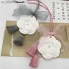 Perfect Design Diffuser Stone Pendant tassel Camellia Shape Hanging Car Diffuser Assessoires Interior for Women Air Refresher L230523