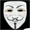 Partymasken Halloween Horror Grie Maske Kunststoff V Vendetta FL Gesicht Männlich Street Dance Kostüm Rolle Cosplay Atmosphäre Requisiten Drop Deliv DH3PR