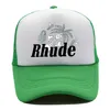 Casquette de Baseball en maille verte pour hommes et femmes, broderie unisexe, collections Rhude, chapeau de camion décontracté, Bonnet Rhude réglable