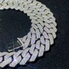 Bestanden Diamond-Test 18mm 18-24 Zoll 925 Sterling Silber 4rows Moissanit Kubanische Kettenkette Armband für Frauen/Männer Schönes Geschenk