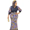 Roupas étnicas Longo Africano Dress Women Lantern Sleeve Empire com vestes de cinto 2023 Moda elegante Partido de lantejoulas Maxi vestidos