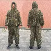 Hunting Sets Men Women Kids Outdoor Ghillie Suit Camouflage Clothes Jungle Suit CS Training Leaves Clothing Hunting Suit Pants Hooded Jacket 230530