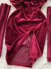 Robes Décontractées Femmes Ensemble Sexy Hanches Mini Robe De Soirée Ultra Mince Taille Haute Pendentif Noël Rouge Noir Gothique Jupe Courte P230530