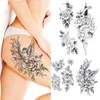 Tatouages ​​fleur noire Rose imperméable temporaire oiseau serpent Sexy corps bras jambe gemme tatouage au henné mode grand faux autocollant de manche