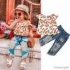 Ensembles de vêtements nouveau Style fille vêtements ensemble été ananas chemise et trou jean pantalon costume pour bébé enfants mignon