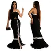Etnisk kläder Summer Fashion Style African Women Sleeveless Black Polyester långa klänningar för S-2XL