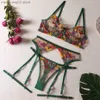 Sexy Set JSY Sexy Soutien-Gorge Et Culotte Ensemble Lingerie Vert Broderie Dentelle Femmes Sous-Vêtements Ensemble Transparent Érotique Bref Ensembles Intimates Vient T230531