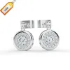 Italian design light point white gold earrings pendant with central diamond surrounded by diamonds
