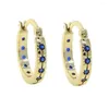 Hoop Earrings 2023 Exquisite White And Blue Zircon 15mm For Women Gold Silver Color Circle