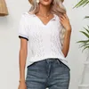 Blouses feminina de retalhos de retalhos de verão roupas casuais camisa de colarinho de colarinho Hollow Out maconha blusa curta blusas 26880