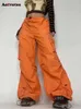 Baggy Cargo Pants Women Spring New Fashion Low Waisted Zipper Pocket Drawstring Chic Pants Full Length Casual Pants