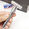 Blades Men Metal Adjustable Double Edge Classic Safety Razor with 5 Blades