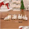 Christmas Decorations Train Painted Wooden Home Decoration Cute Santa Bear Wood Xmas New Year Kid Toy Gift Ornament Dbc Drop Deliver Dhrui