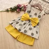 Ensembles de vêtements Humour Bear Summer New Grils Vêtements Dot Girl Big Bow T-shirtand Shorts Enfants Set Enfants Filles Costume