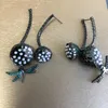 Pendientes colgantes Bilincolor Fashion Green Lotus Seedpod con pendiente de mariposa para mujer Dos formas de uso