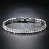 Stunning New Arrival Unique Luxury Jewelry 18K White Gold Fill Full Princess Cut White Topaz CZ Diamond Gemstones Women Bracelet G221A