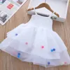 Robes de fille filles colorées boule robe fronde 2023 été nouveaux enfants fantaisie robe de princesse robe en maille douce pour les filles de 5 ans AA230531