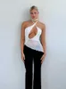 Damestanks Camis Neck Monted Hot Tops For Women Fashion edgy kleding Y2K Accessoires Hollow Out Cute Corset White Crop Top Slim Sexy Streetwear T230531