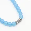 Chains Natural Aquamarines 6-14mm Round Stone Beads Smooth Blue Jades For Jewelry Making Necklace 18inch B-05