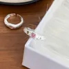 Anelli a grappolo Coreano Cuore Opale Irregolare Zircone rosa Pietra naturale Ragazza Matrimonio Fidanzamento Cristallo Y2K Gioielli estetici